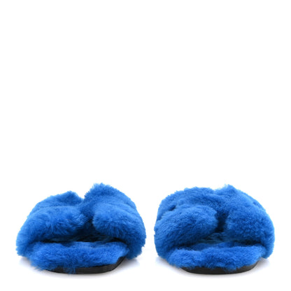 Hermes Woolskin Oran Sandals 41 Blue 3 of 8