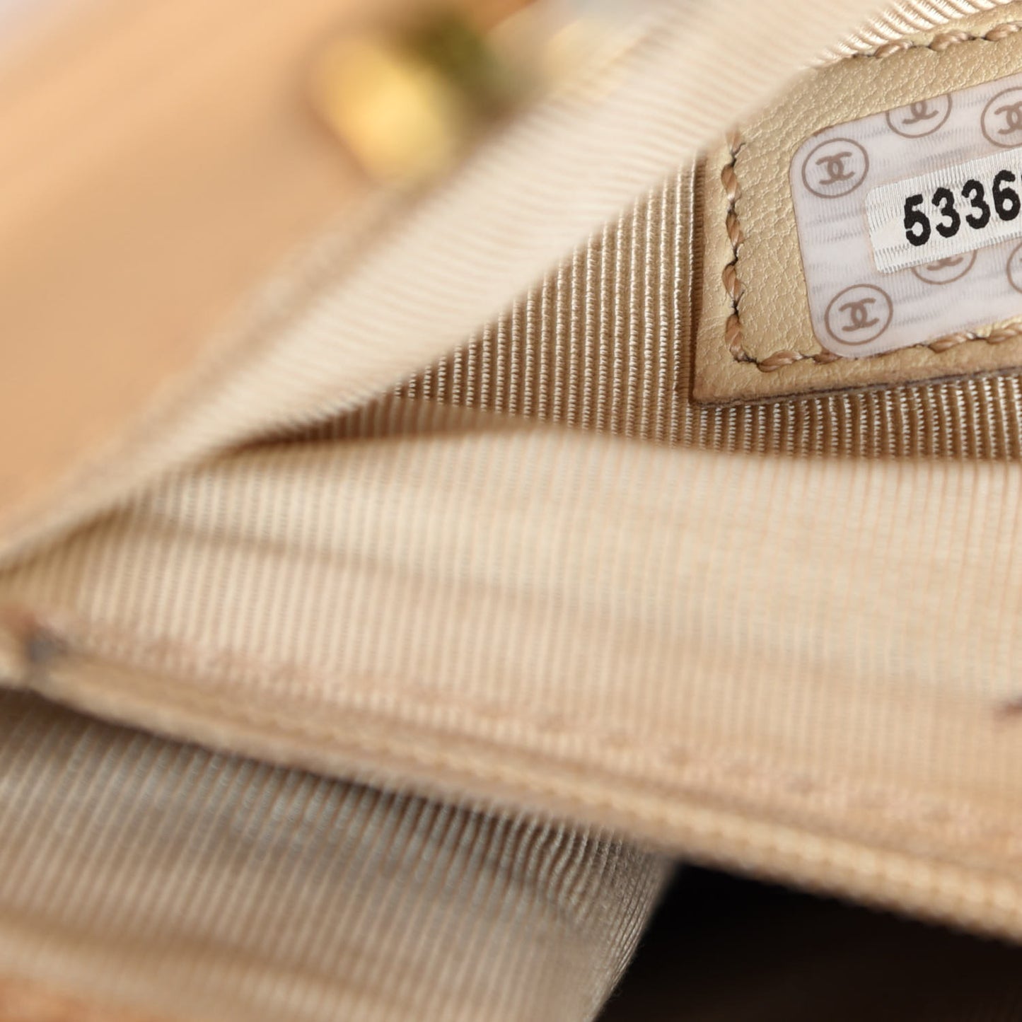 Caviar Logo Shoulder Bag Beige