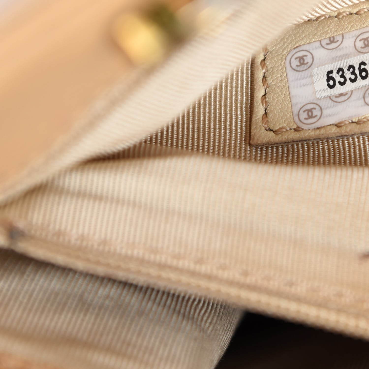 Chanel Caviar Logo Shoulder Bag Beige 17 of 18