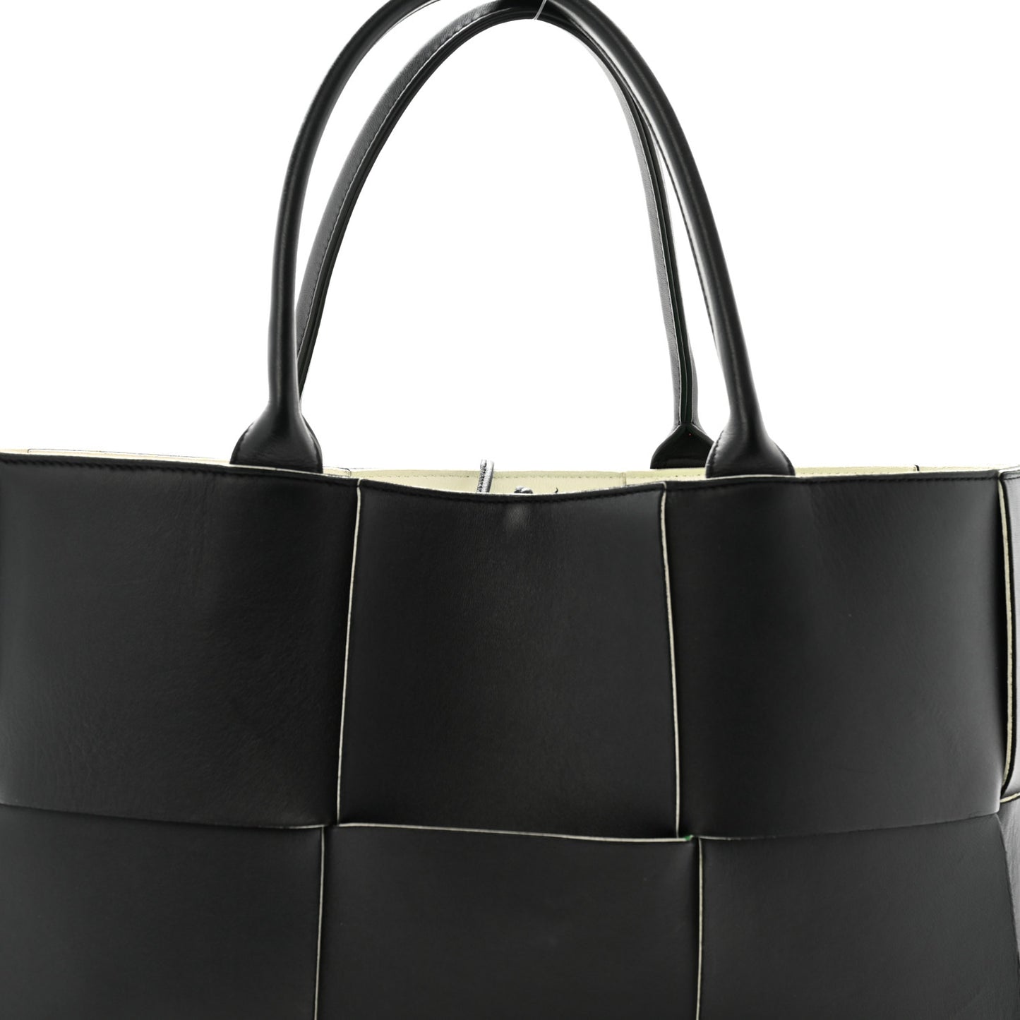 Nappa Maxi Intrecciato Arco Tote Black White