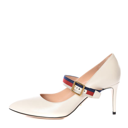 Gucci Malaga Kid Sylvie Mid Heel Pumps 40 Mystic White 1 of 11