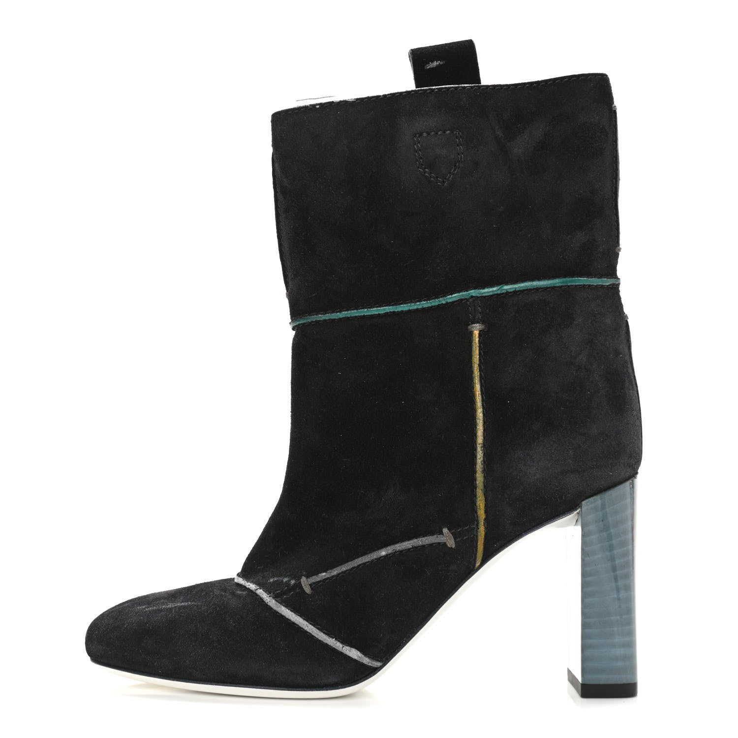 Fendi Suede Ankle Boots 36 Black Multicolor 1 of 11