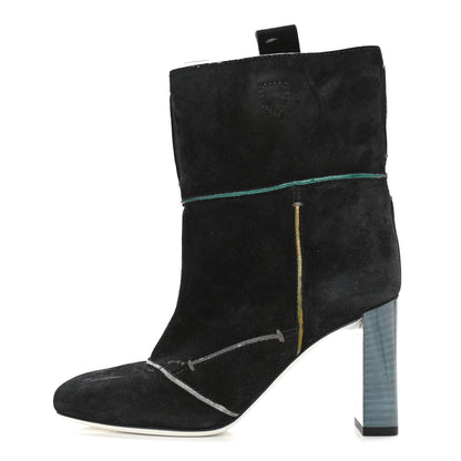 Fendi Suede Ankle Boots 36 Black Multicolor 1 of 11
