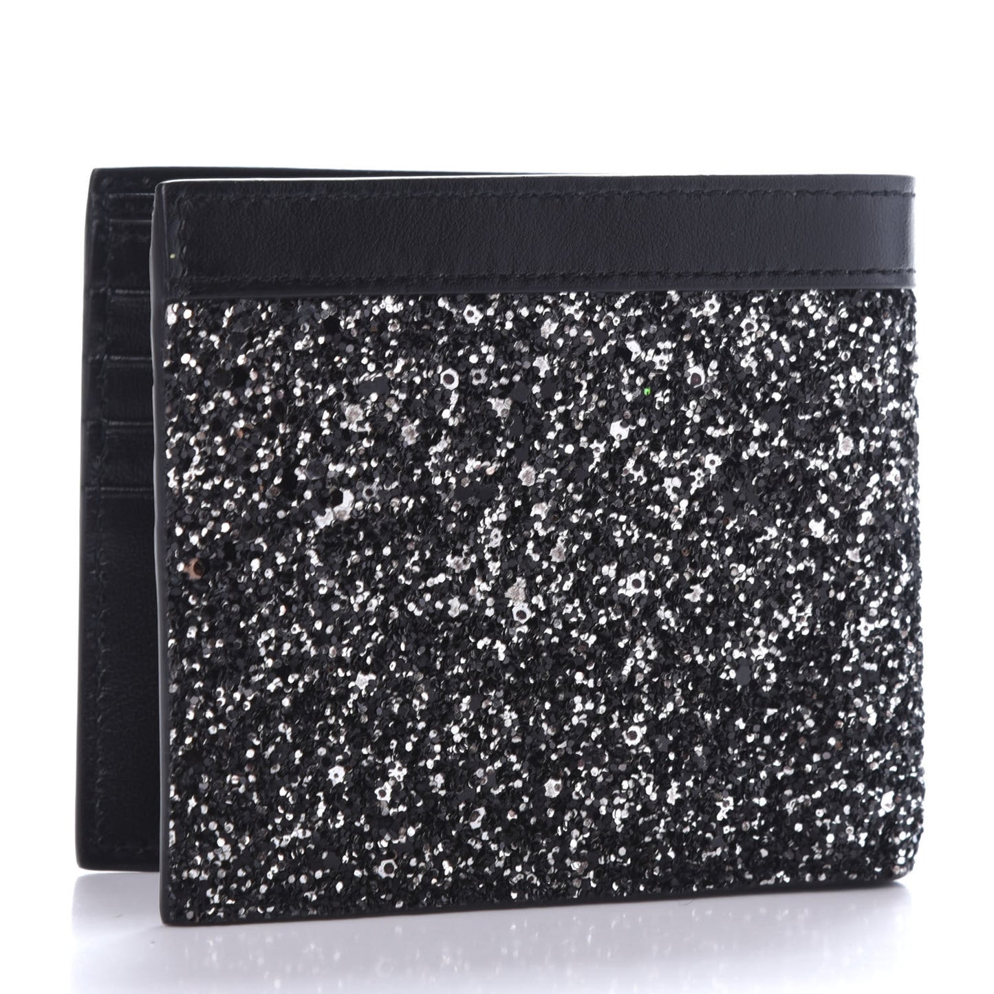 Calfskin Sequin Bifold Wallet Gunmetal