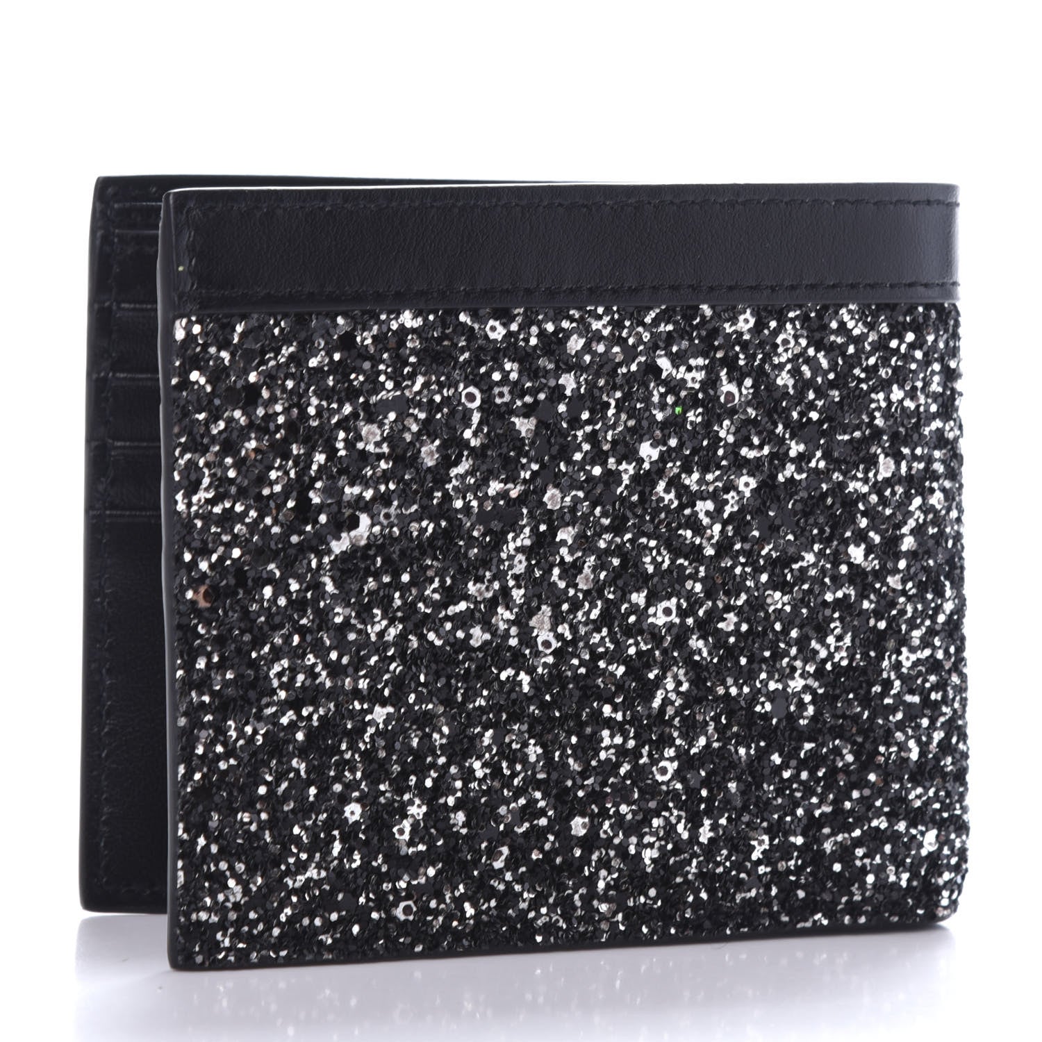 Saint Laurent Calfskin Sequin Bifold Wallet Gunmetal 3 of 7