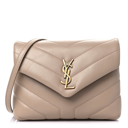 Saint Laurent Calfskin Y Quilted Monogram Toy Loulou Crossbody Bag Dark Beige 1 of 8