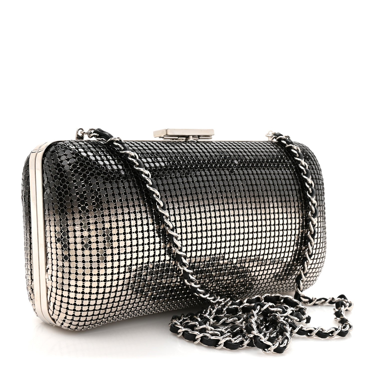 Chanel Metallic Lambskin Perforated Hollywood Clutch Silver 2 of 9