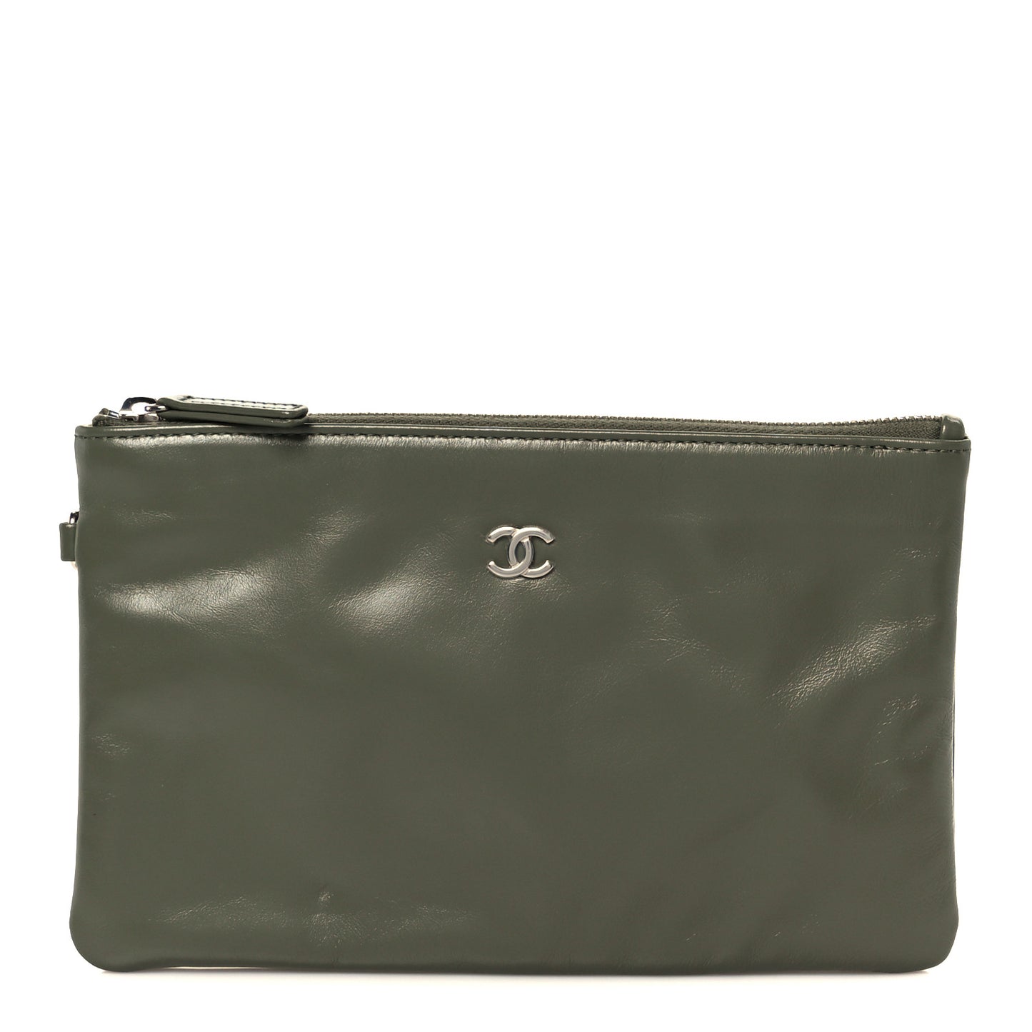 Shiny Calfskin Chanel 22 Removable Pouch Green