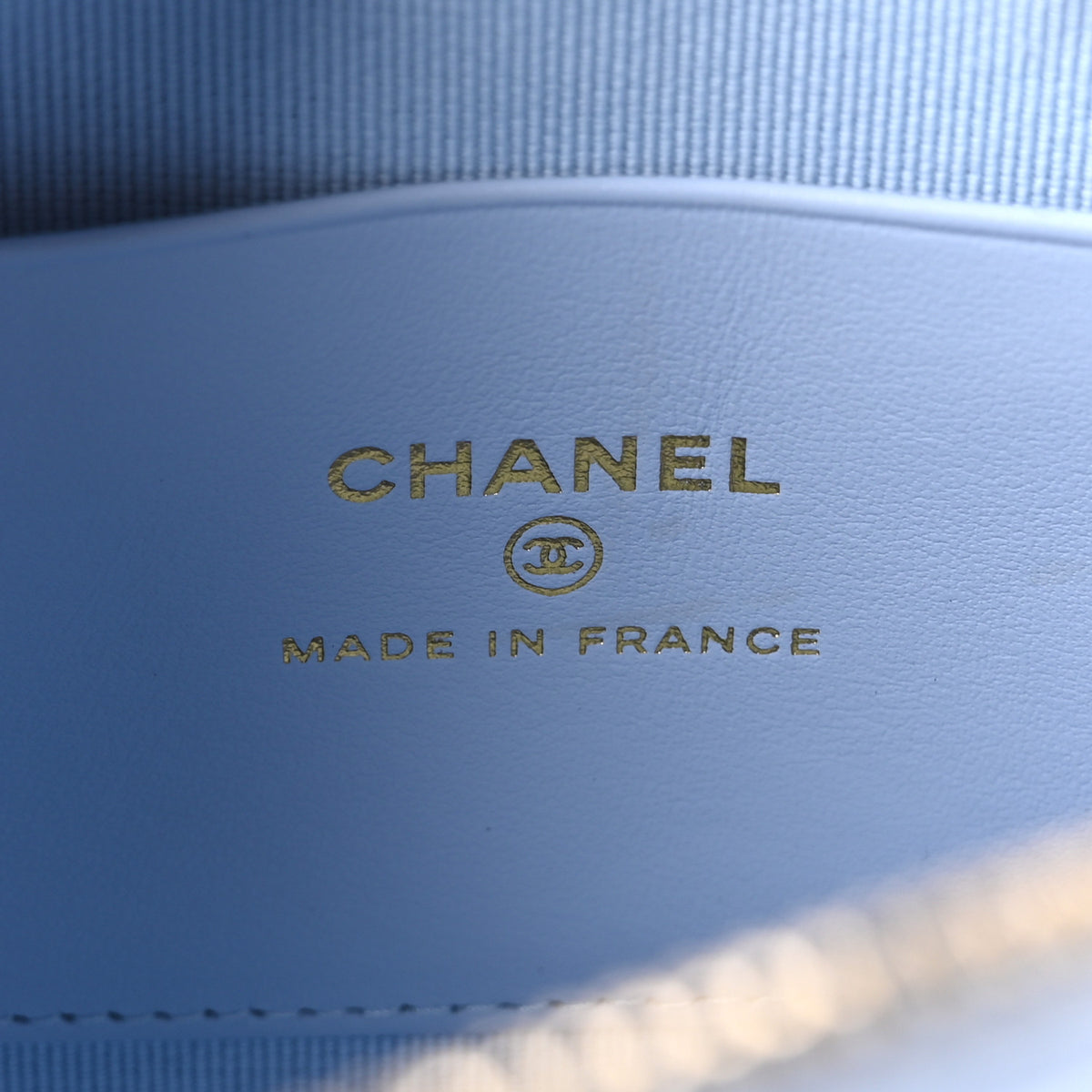 Caviar Quilted Barrel Clutch With Chain Light Blue