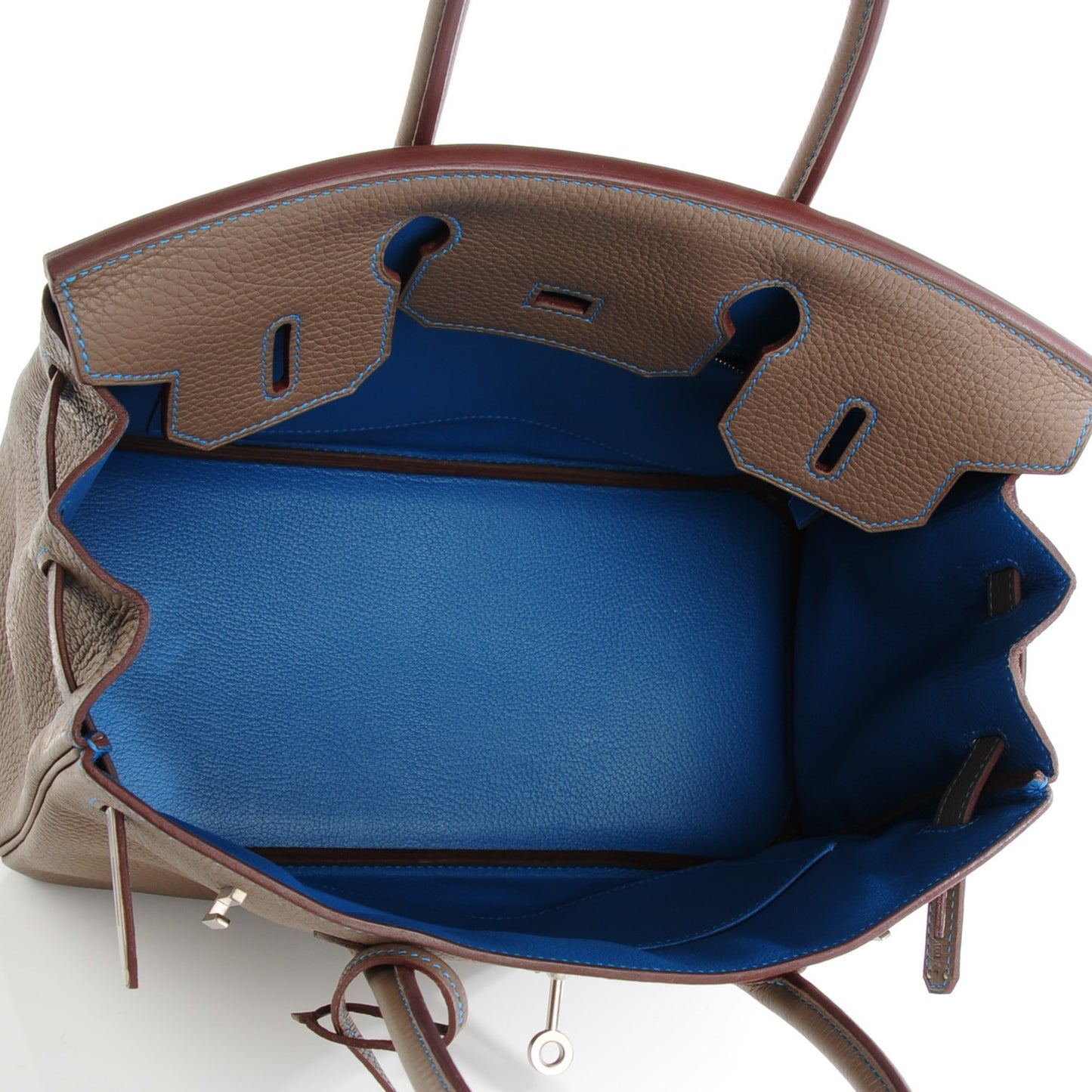 Taurillon Clemence Horseshoe Birkin 30 Etoupe Mykonos