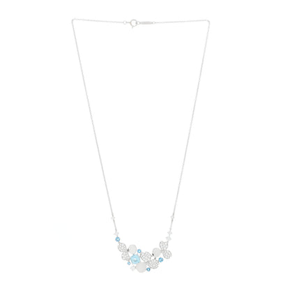 Tiffany Platinum Diamond Aquamarine Paper Flowers Cluster Pendant Necklace 2 of 5