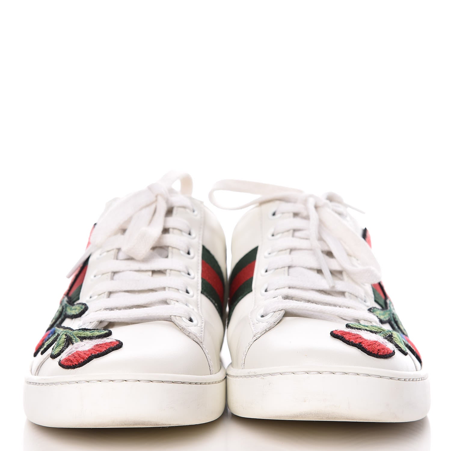 Gucci Metallic Calfskin Floral Embroidered Womens Ace Sneakers 36.5 Silver 2 of 17