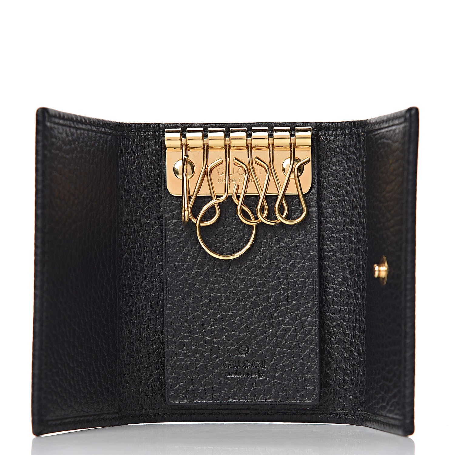 Gucci Pebbled Calfskin GG Marmont 6 Key Holder Black 5 of 8