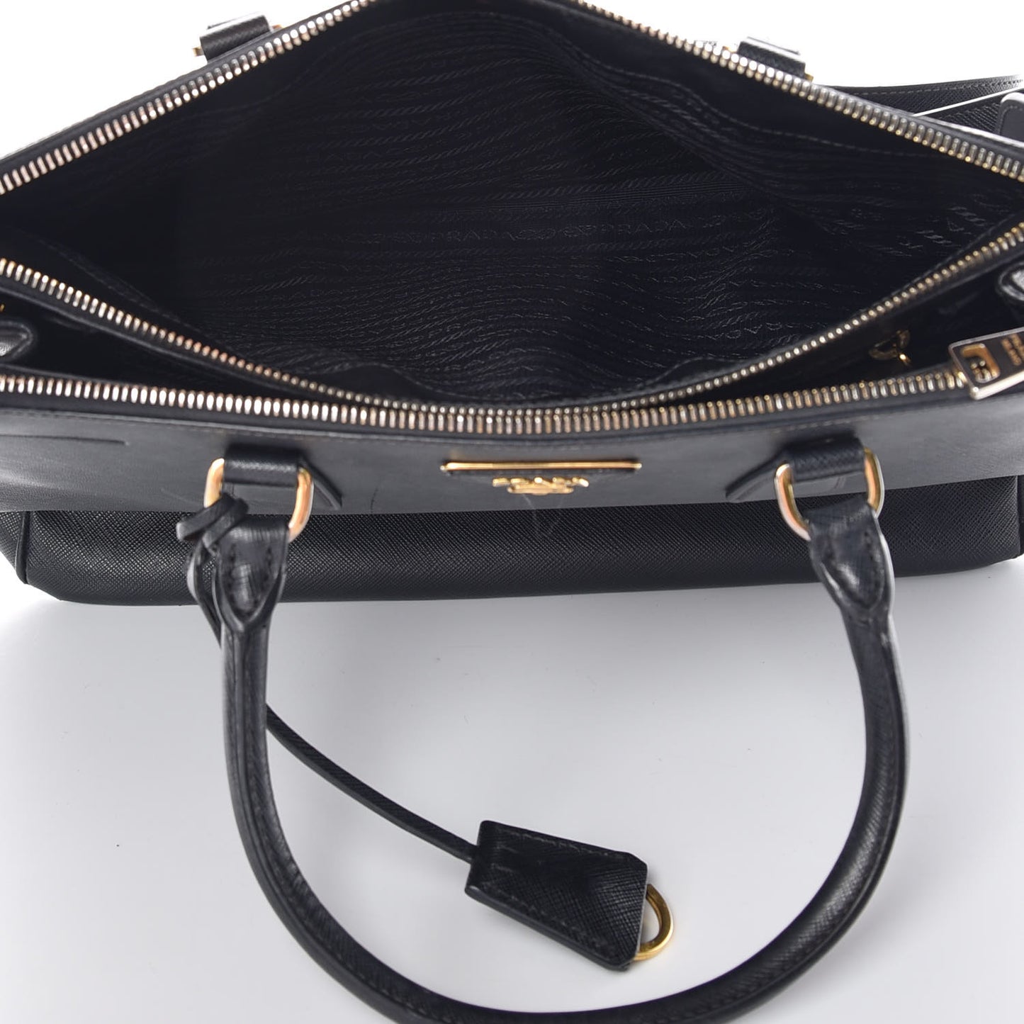 Saffiano Medium Galleria Double Zip Tote Black