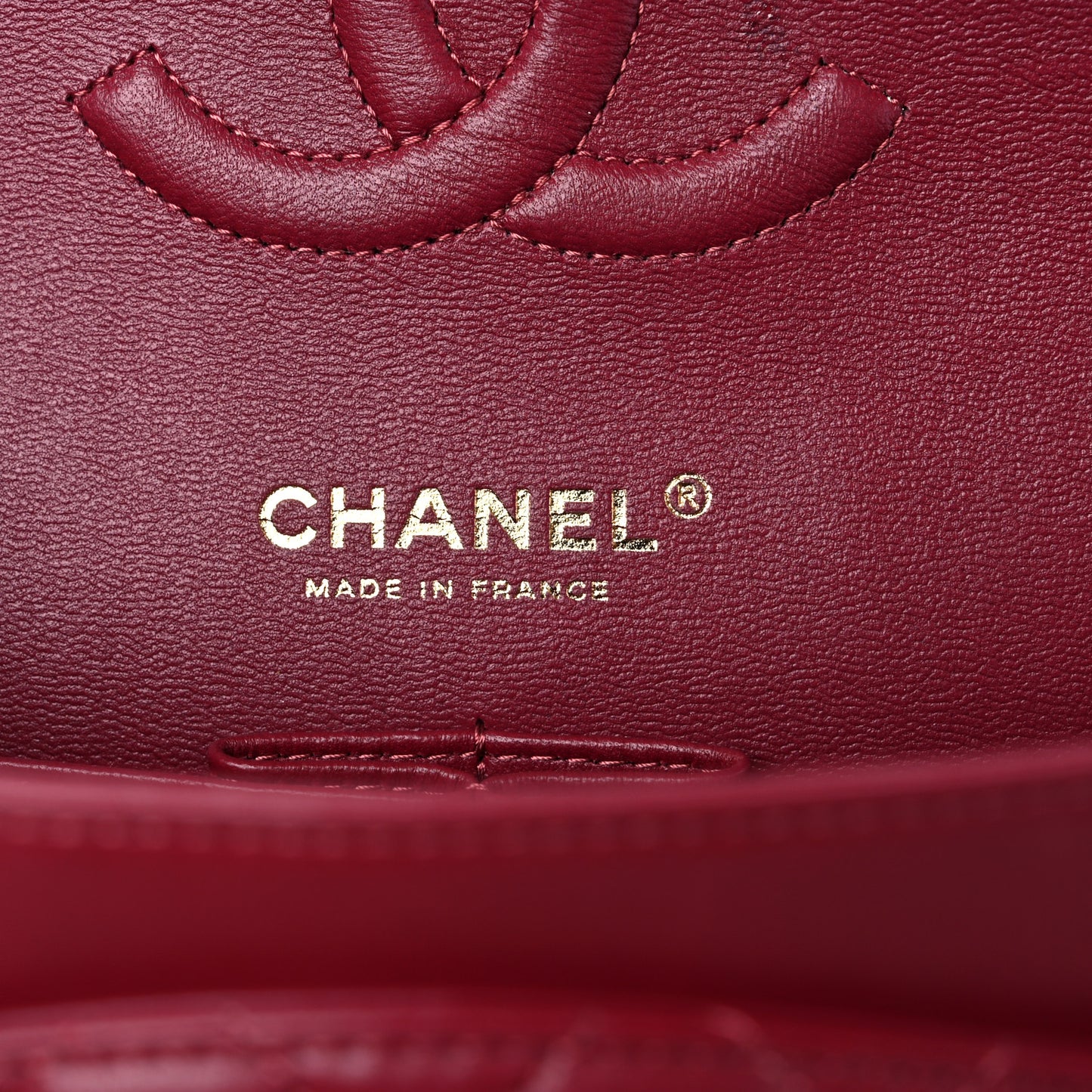 Lambskin Quilted Medium Double Flap Burgundy