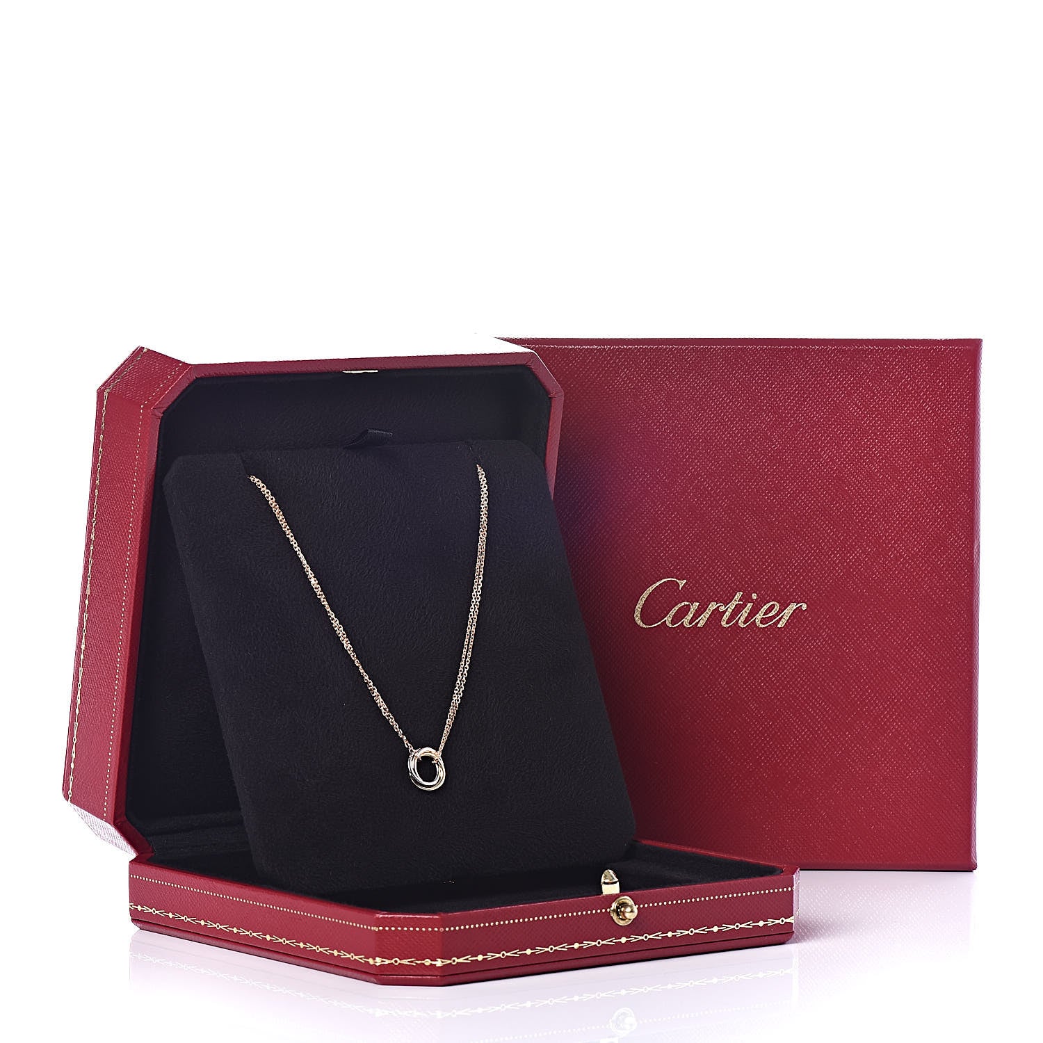 Cartier 18K Pink Yellow White Gold Trinity Double Chain Pendant Necklace 6 of 6