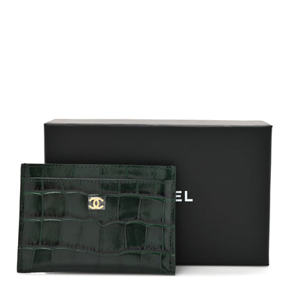 Chanel Calfskin Crocodile Embossed Crococo Card Holder Emerald 8 of 8