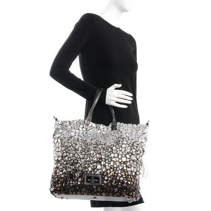 Valentino Garavani Vitello Crystal Ombre Tote Black 3 of 11