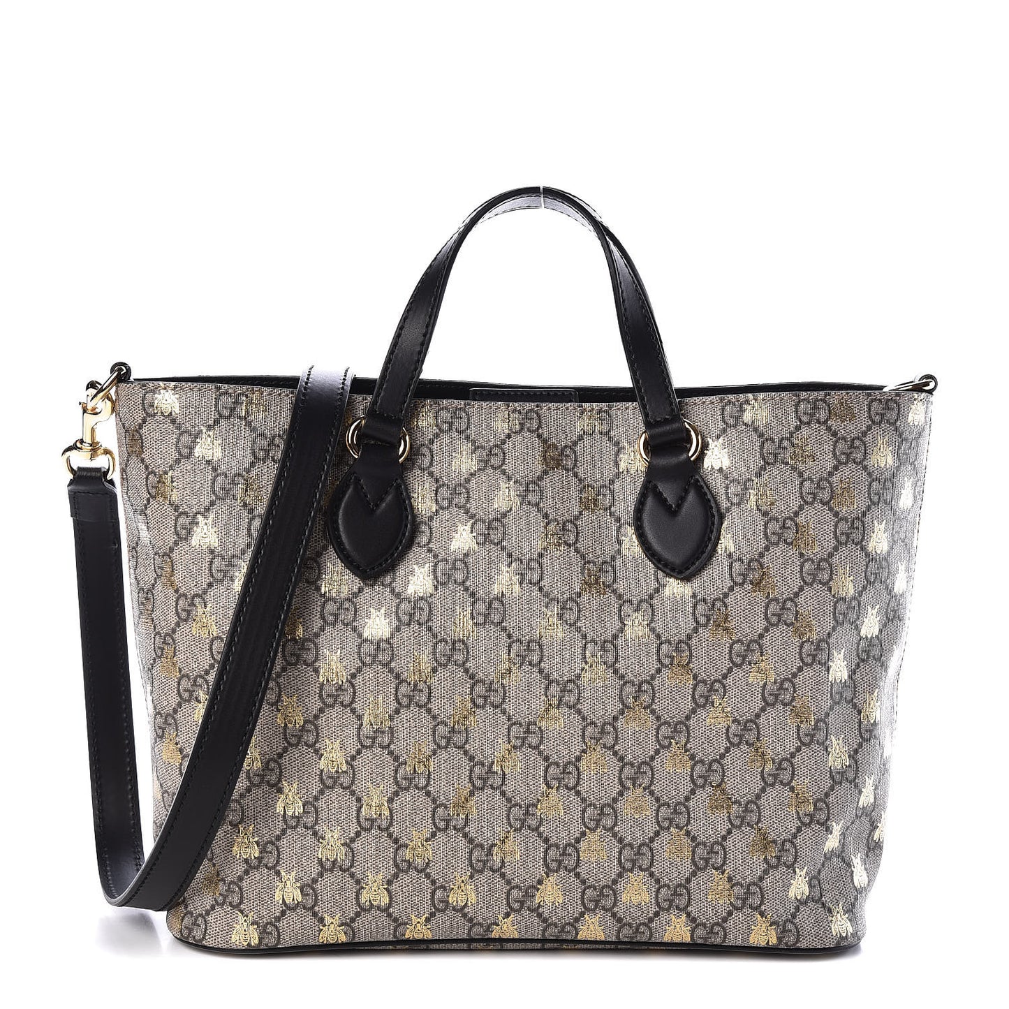 Soft GG Supreme Monogram Bees Small Crossbody Tote Beige Oro Black