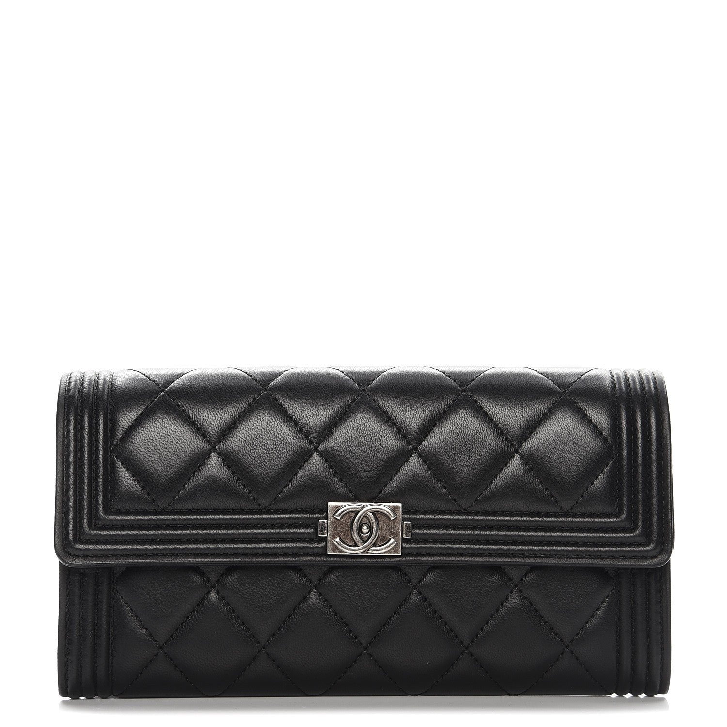 Chanel Lambskin Quilted Boy Flap Wallet Black 1 of 9