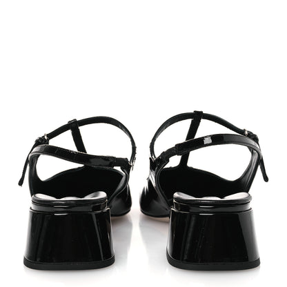 Miu Miu Vernice Slingback Mary Jane Pumps 37 Black 6 of 11