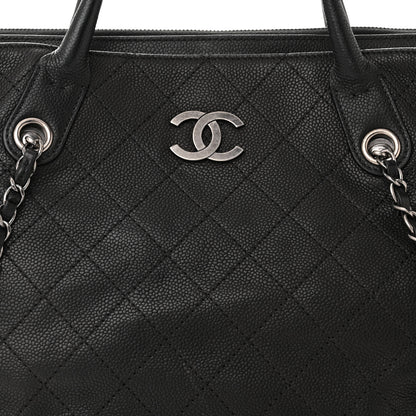Chanel Grained Vegetal Calfskin Stitched Shopping Tote Black 8 of 10