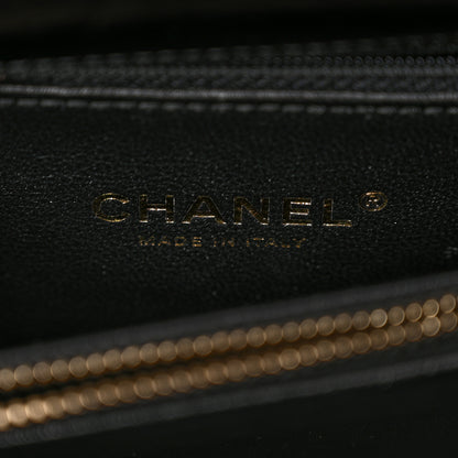Chanel Calfskin Lizard Chevron Quilted Small Coco Handle Flap Black 6 of 10