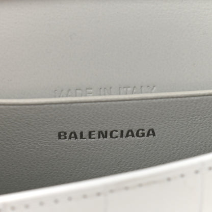 Balenciaga Shiny Calfskin Crocodile Embossed Hourglass Top Handle Bag Mini White 6 of 10
