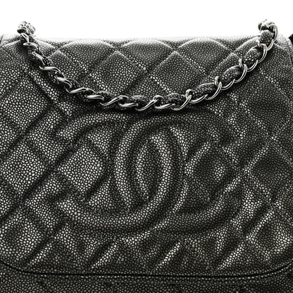 Chanel Metallic Caviar Quilted Timeless Accordion Flap Dark Silver 10 of 12