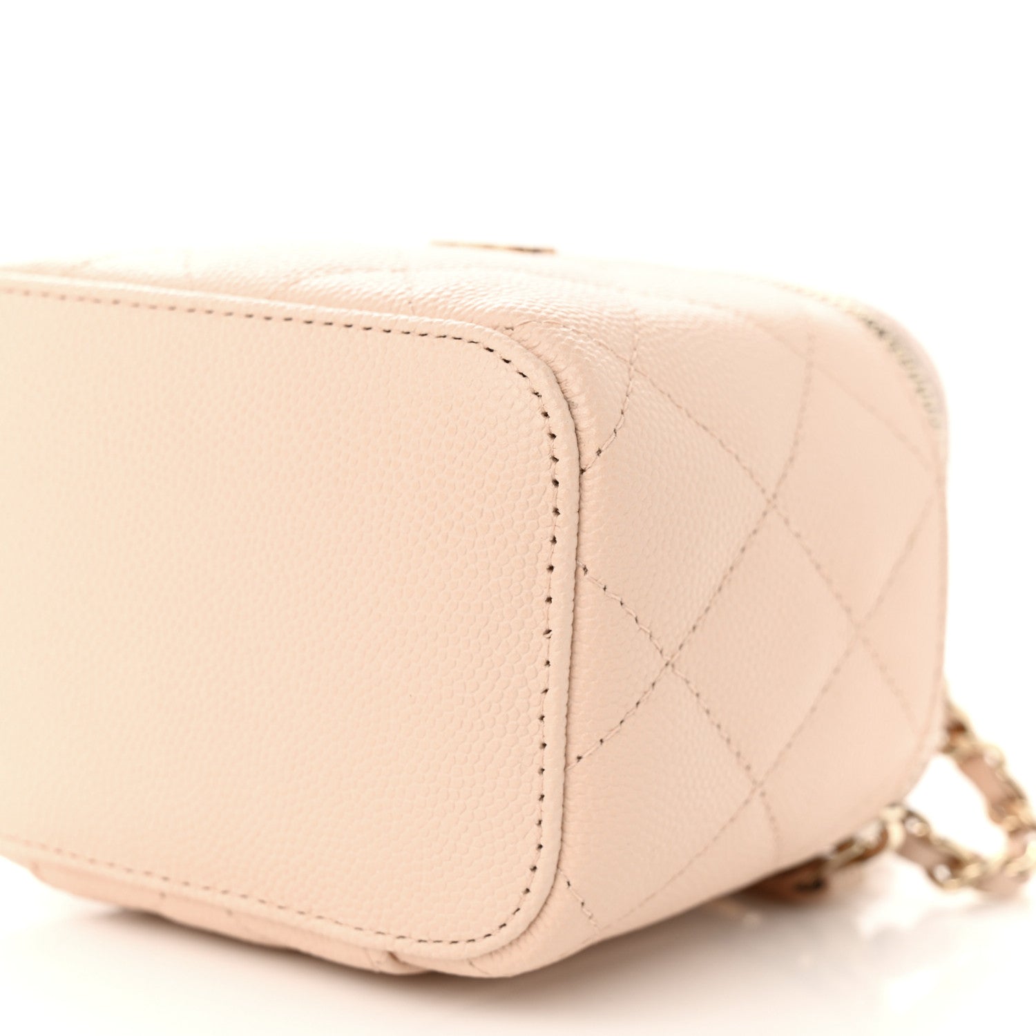 Chanel Caviar Quilted Mini Vanity Case With Chain Light Beige 10 of 11