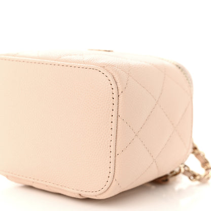 Chanel Caviar Quilted Mini Vanity Case With Chain Light Beige 10 of 11
