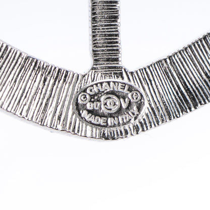 Chanel Swarovski Baguette Crystal CC Shield Brooch Silver 4 of 5