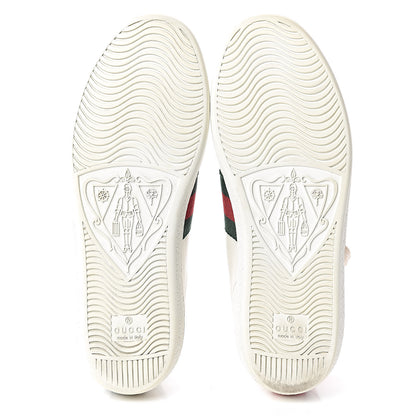 Gucci Calfskin Ayers Bee Embroidered Womens Ace Sneakers 36 White Green 7 of 21