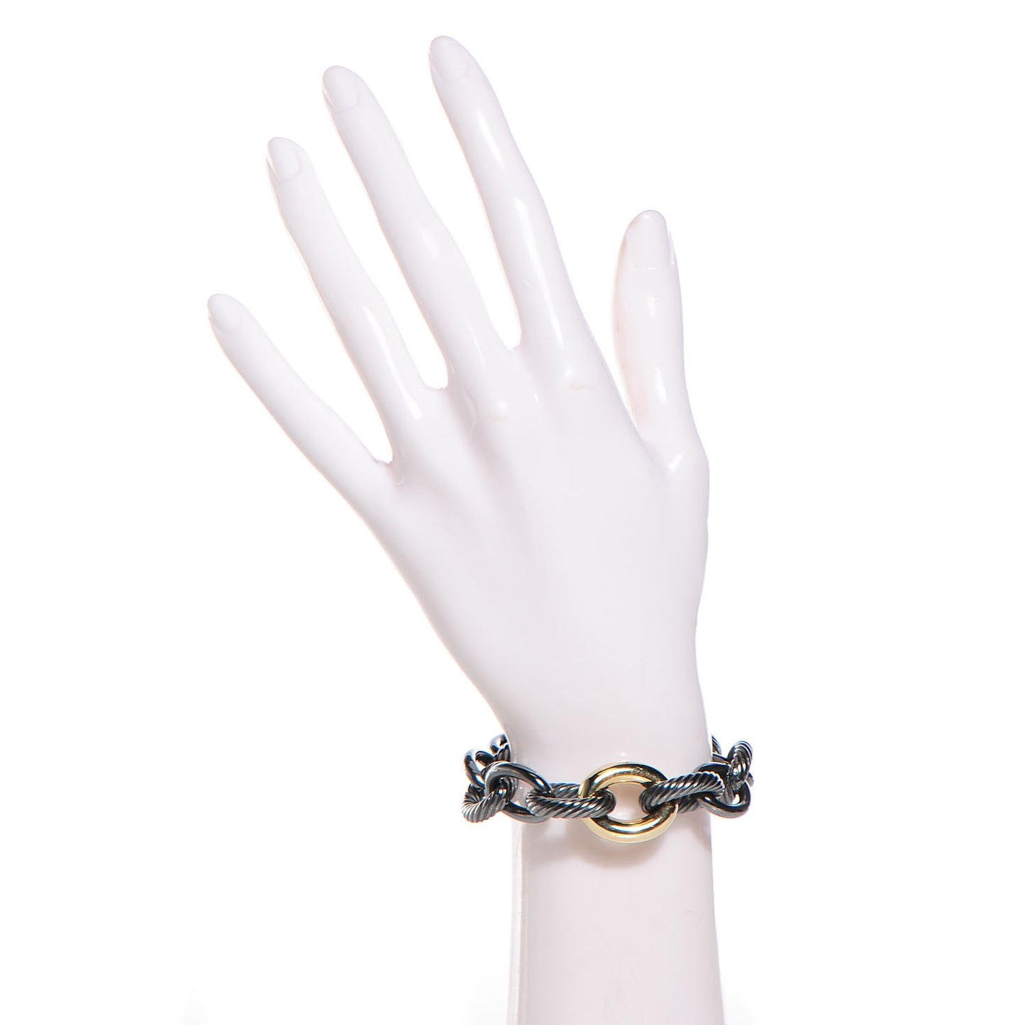 Darkened Sterling Silver 14K Yellow Gold 19mm Extra Large Oval Link Bracelet