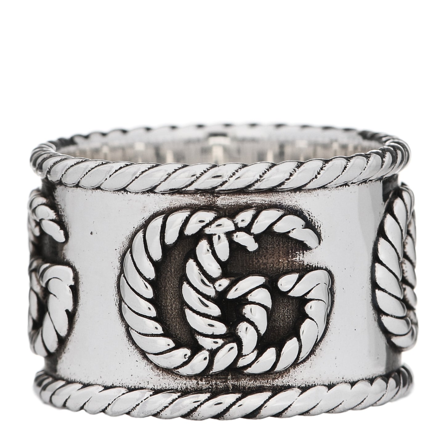 Sterling Silver Wide GG Marmont Ring 54 7