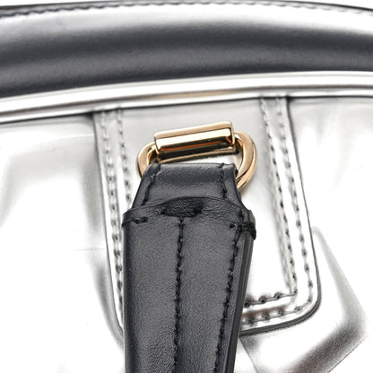 Christian Dior Padded Etoile Calfskin Embossed Medium Dior Vibe Zip Bowling Bag Silver Black 16 of 17