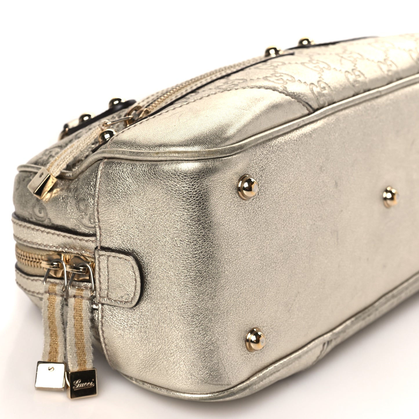 Guccissima Small Capri Satchel Metallic Gold