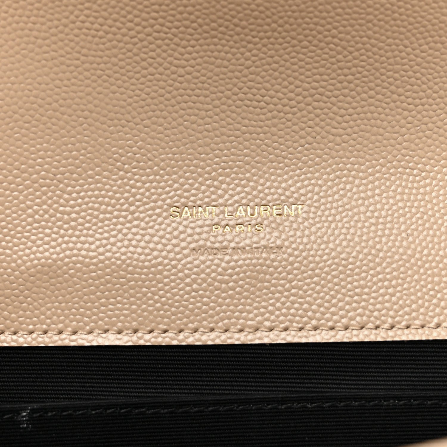 Saint Laurent Grain De Poudre Matelasse Chevron Monogram Envelope Clutch Dark Beige 6 of 9