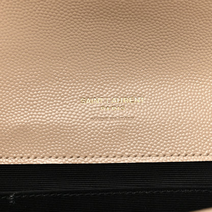 Saint Laurent Grain De Poudre Matelasse Chevron Monogram Envelope Clutch Dark Beige 6 of 9