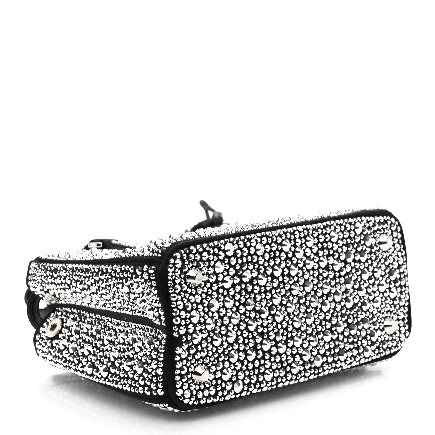 Prada Satin Crystal Mini Galleria Double Zip Tote Metal 1851987