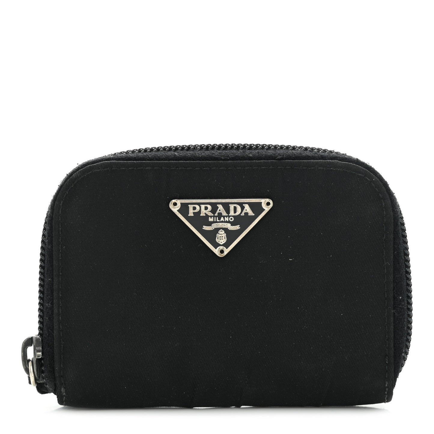Tessuto Nylon Compact Zip Around Coin Pouch Black