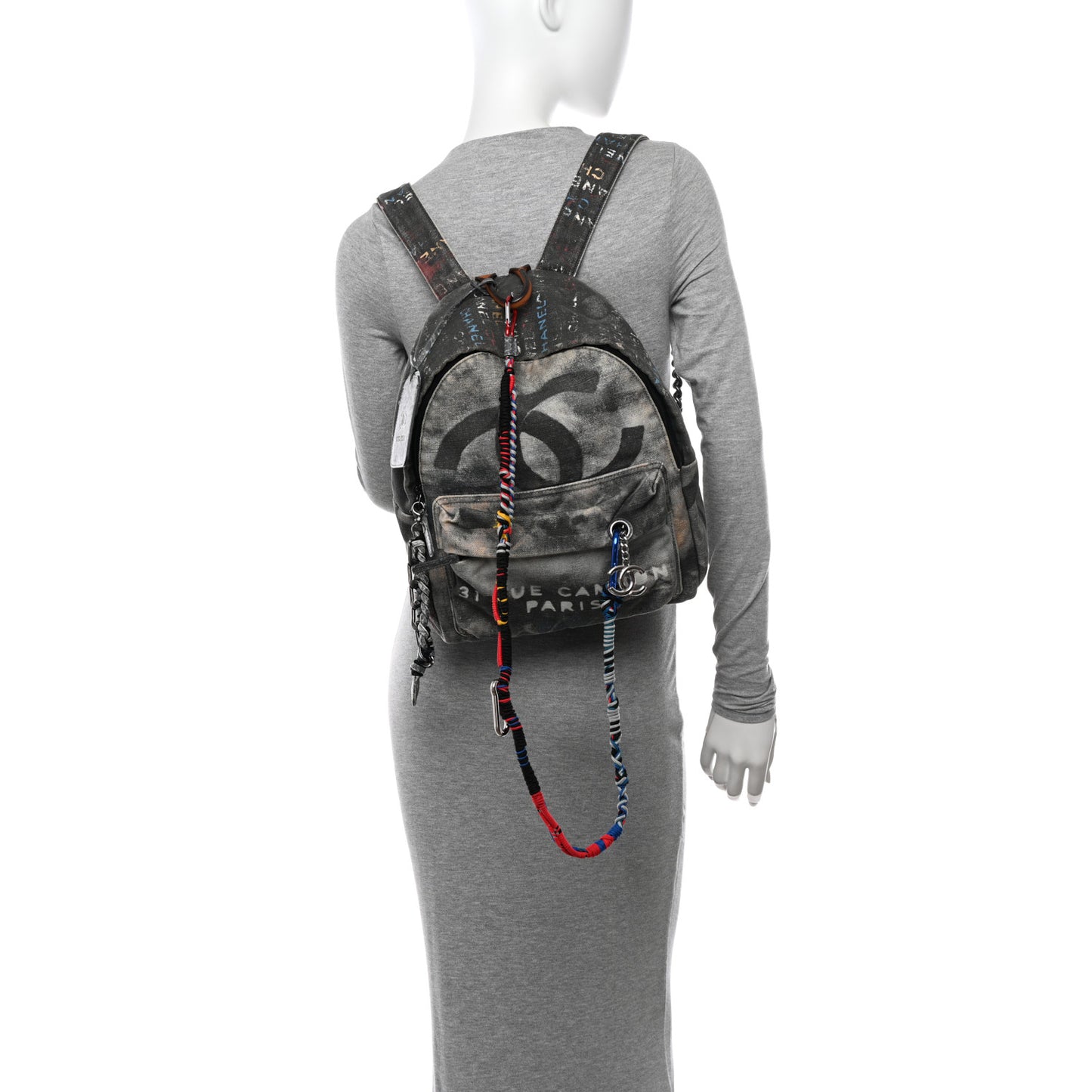 Graffiti Printed Canvas Medium Backpack Black