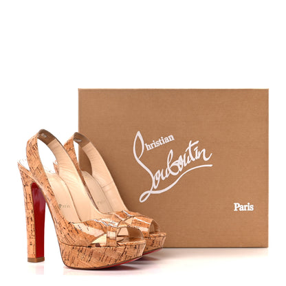 Christian Louboutin Cork Lucido Marple Town 140 Wedges 37.5 Natural 9 of 9