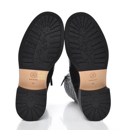 Chanel Calfskin Combat Boots 38 Black 5 of 9