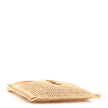 Saint Laurent Raffia Calfskin Oxalis Shoulder Bag Naturale Vintage Brown 3 of 9