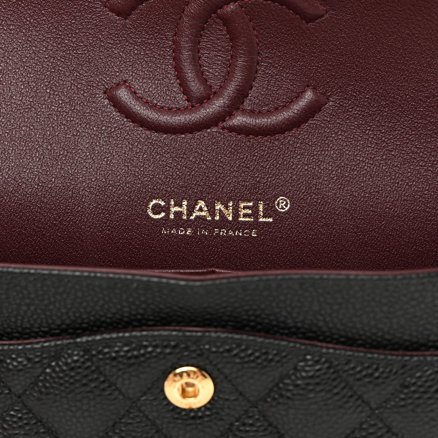 Caviar Quilted Small Double Flap Black