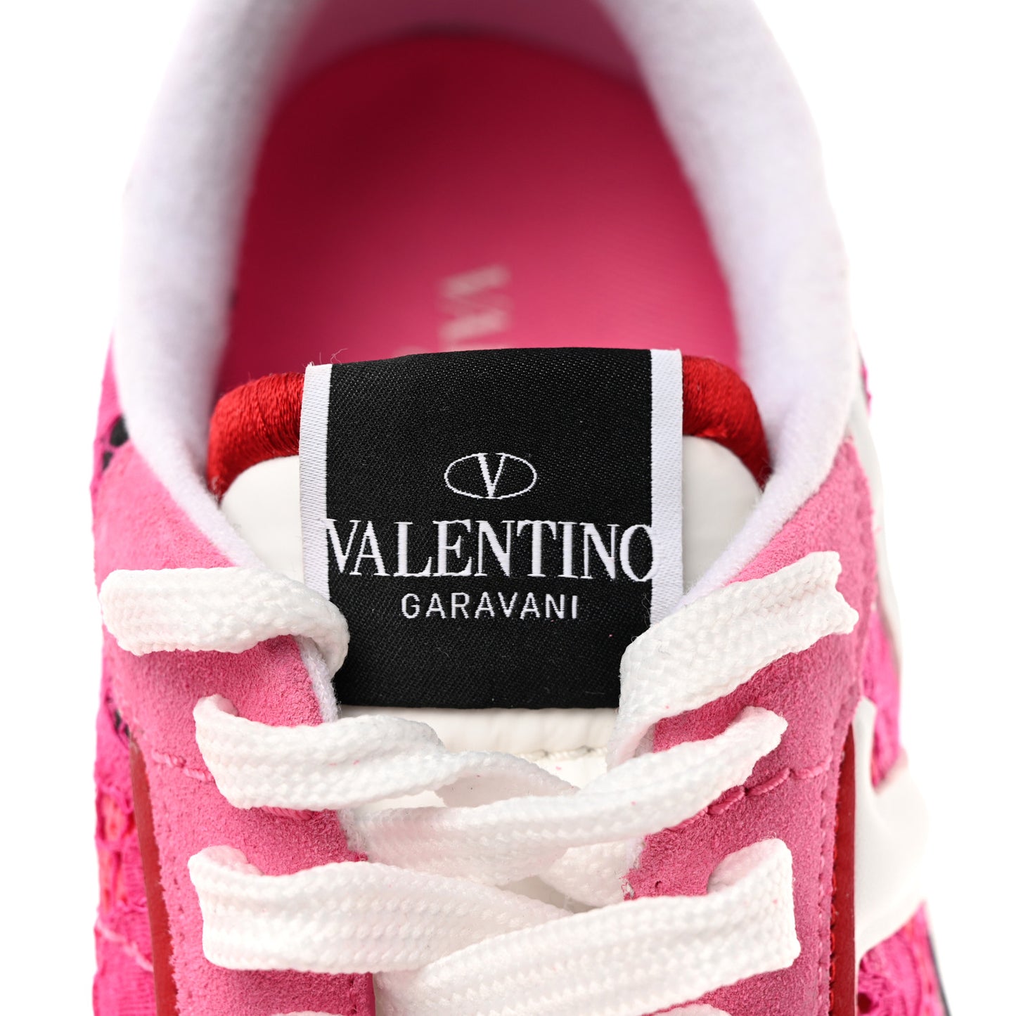 Suede Calfskin Lace Mesh Lacerunner Sneakers 39 Shocking Pink Pure Red