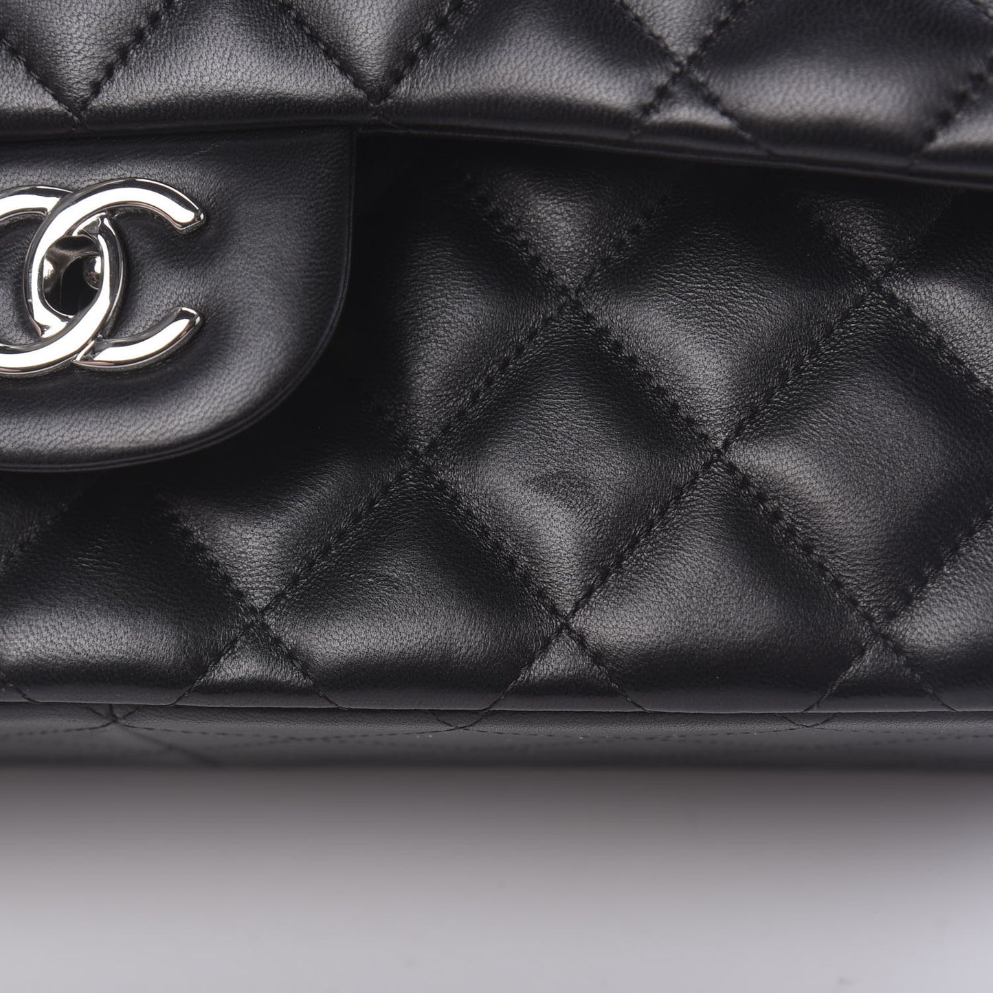 Lambskin Quilted Jumbo Double Flap Black