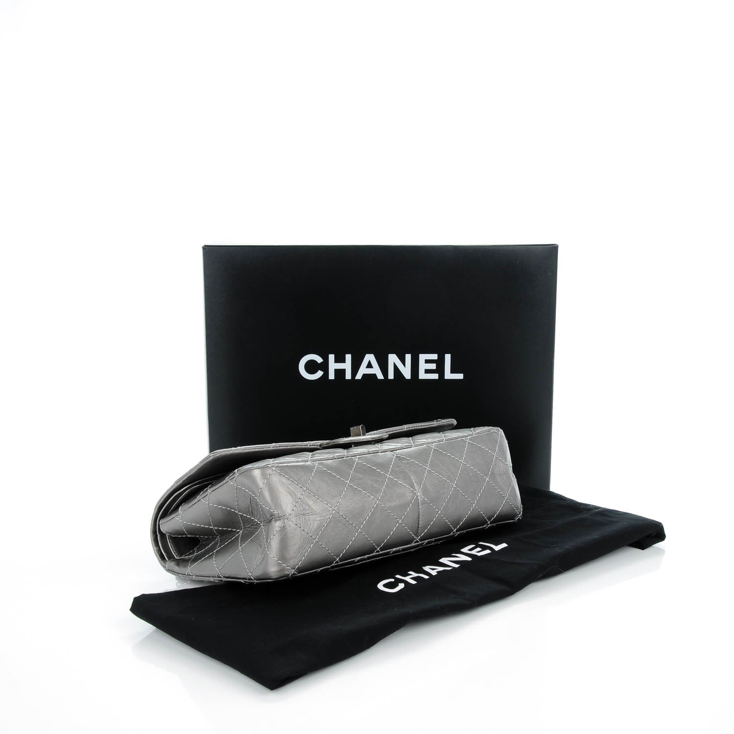 Chanel Metallic Aged Calfskin Quilted 2.55 Reissue 227 Dark Silver 4 of 8