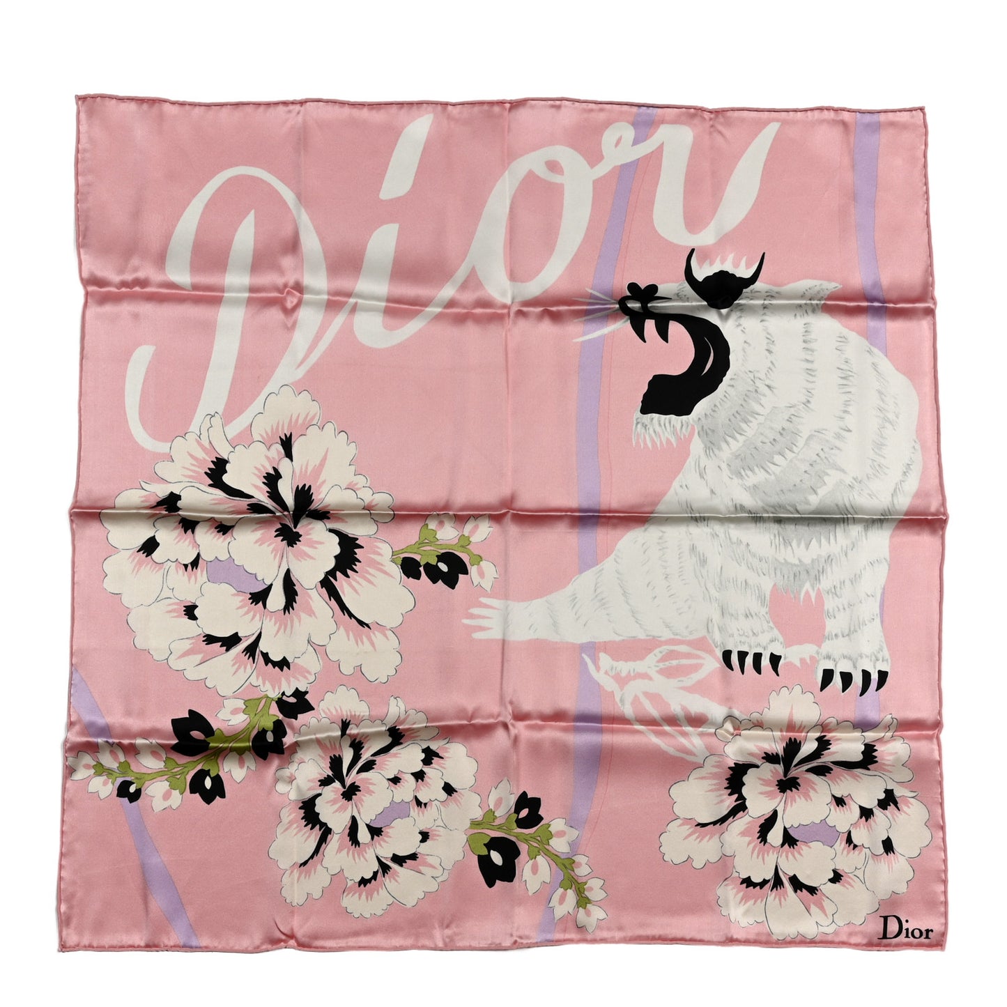 Silk Logo Floral Square Scarf Pink Multicolor